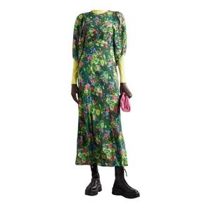 Les Reveries Floral Print Silk Crepe de Chine Midi Dress Size 10